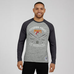 Pittsburgh Pirates Darius Rucker Collection Raw Edge Raglan Long Sleeve Baseball T-Shirt Heather Gray