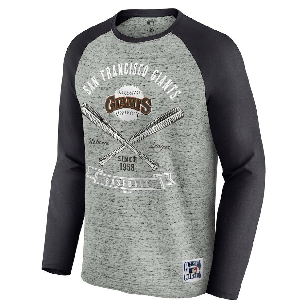 San Francisco Giants Darius Rucker Collection Raw Edge Raglan Long Sleeve Baseball T-Shirt Heather Gray