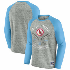St. Louis Cardinals Darius Rucker Collection Raw Edge Raglan Long Sleeve Baseball T-Shirt Heather Gray
