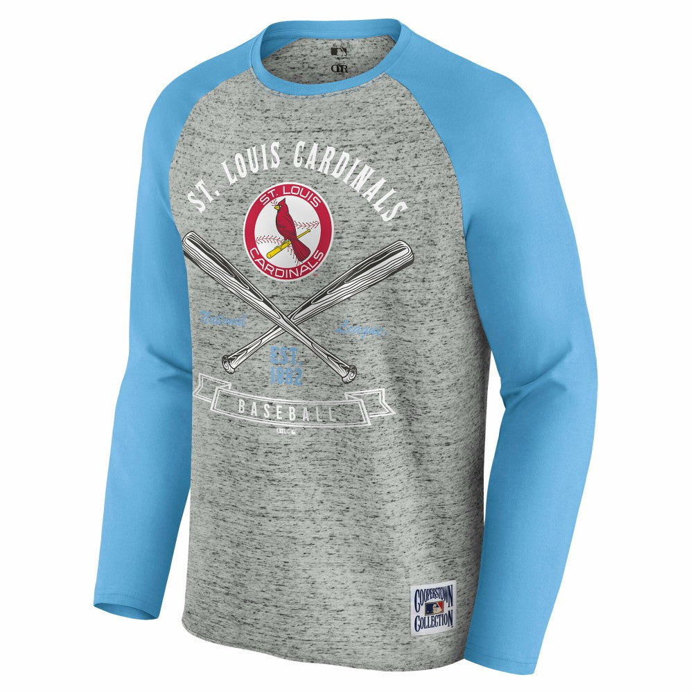 St. Louis Cardinals Darius Rucker Collection Raw Edge Raglan Long Sleeve Baseball T-Shirt Heather Gray