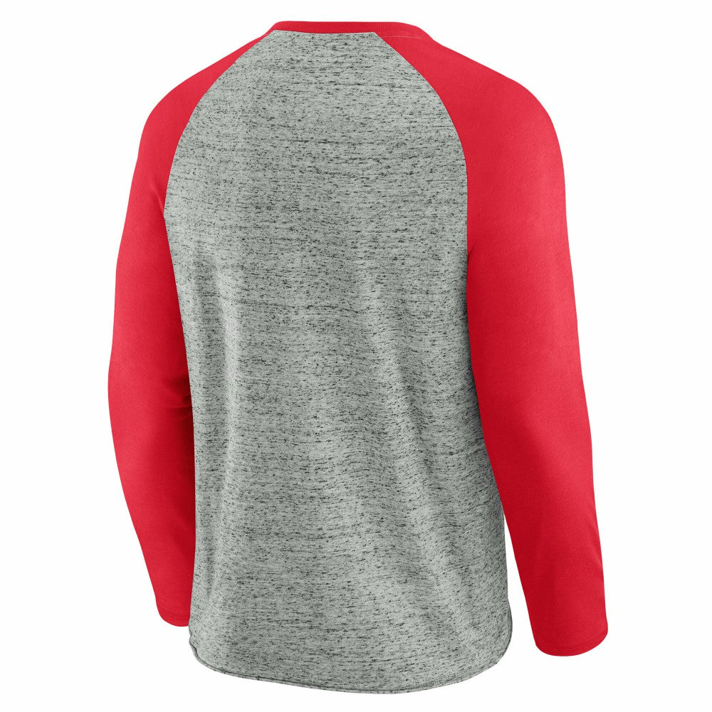 Cincinnati Reds Darius Rucker Collection Raw Edge Raglan Long Sleeve Baseball T-Shirt Heather Gray