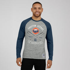Houston Astros Darius Rucker Collection Raw Edge Raglan Long Sleeve Baseball T-Shirt Heather Gray