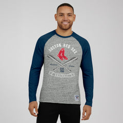 Boston Red Sox Darius Rucker Collection Raw Edge Raglan Long Sleeve Baseball T-Shirt Heather Gray
