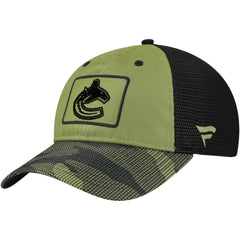 Vancouver Canucks Fanatics Military Appreciation Trucker Adjustable Hat Olive