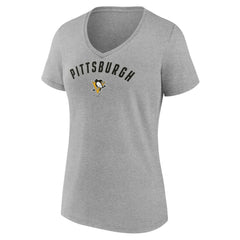 Pittsburgh Penguins Fanatics Women's V-Neck T-Shirt Gray