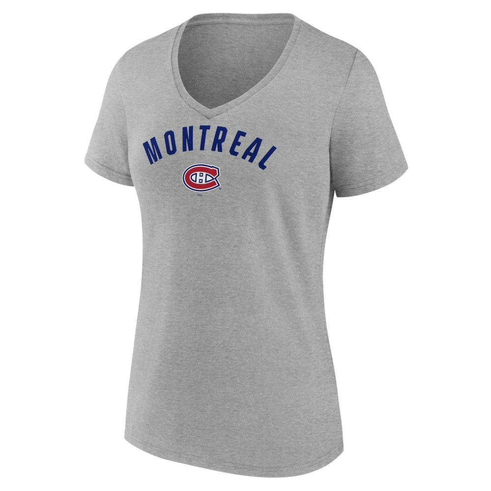 Montreal Canadiens Fanatics Women's V-Neck T-Shirt Gray