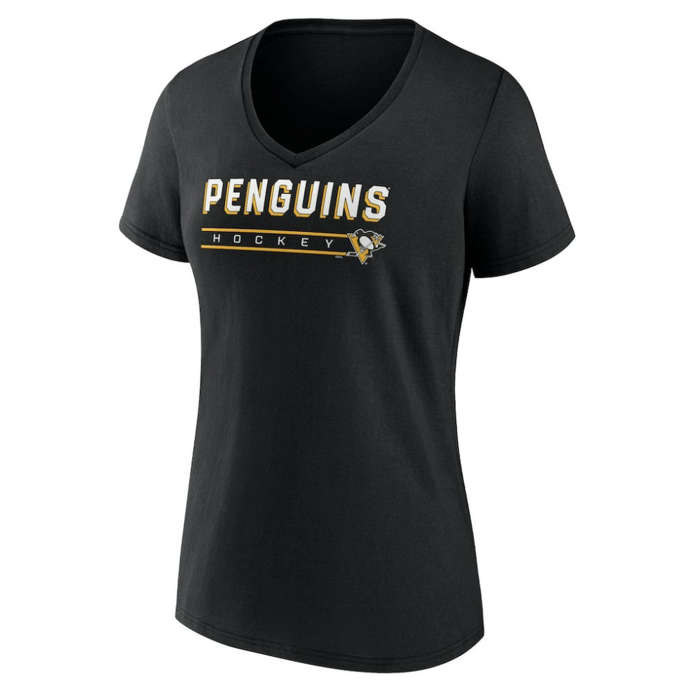 Pittsburgh Penguins Fanatics Women's V-Neck T-Shirt Black