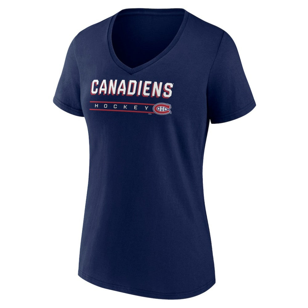 Montreal Canadiens Fanatics Women's V-Neck T-Shirt Navy
