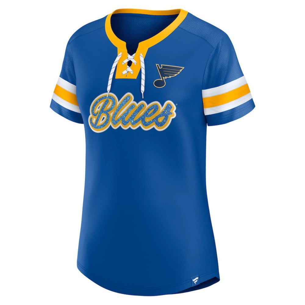 St. Louis Blues Fanatics Women's Iconic Athena Lace-Up T-Shirt Blue