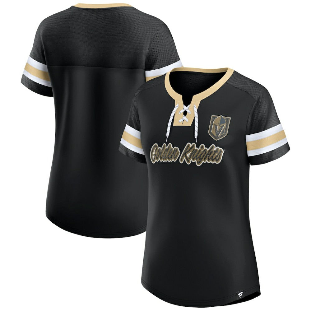 Vegas Golden Knights Fanatics Women's Iconic Athena Lace-Up T-Shirt Black