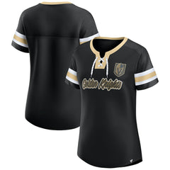 Vegas Golden Knights Fanatics Women's Iconic Athena Lace-Up T-Shirt Black