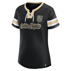 Vegas Golden Knights Fanatics Women's Iconic Athena Lace-Up T-Shirt Black