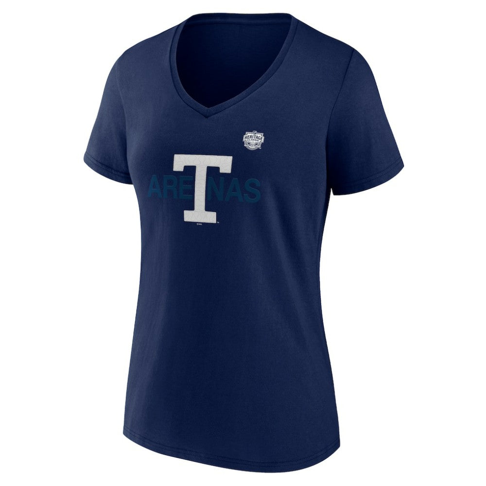 Toronto Maple Leafs Fanatics Women's Primary Logo V-Neck T-Shirt Navy