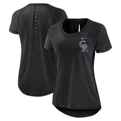 Colorado Rockies Women's Summer Breeze Raglan Fashion T-Shirt Heather Black | Nike