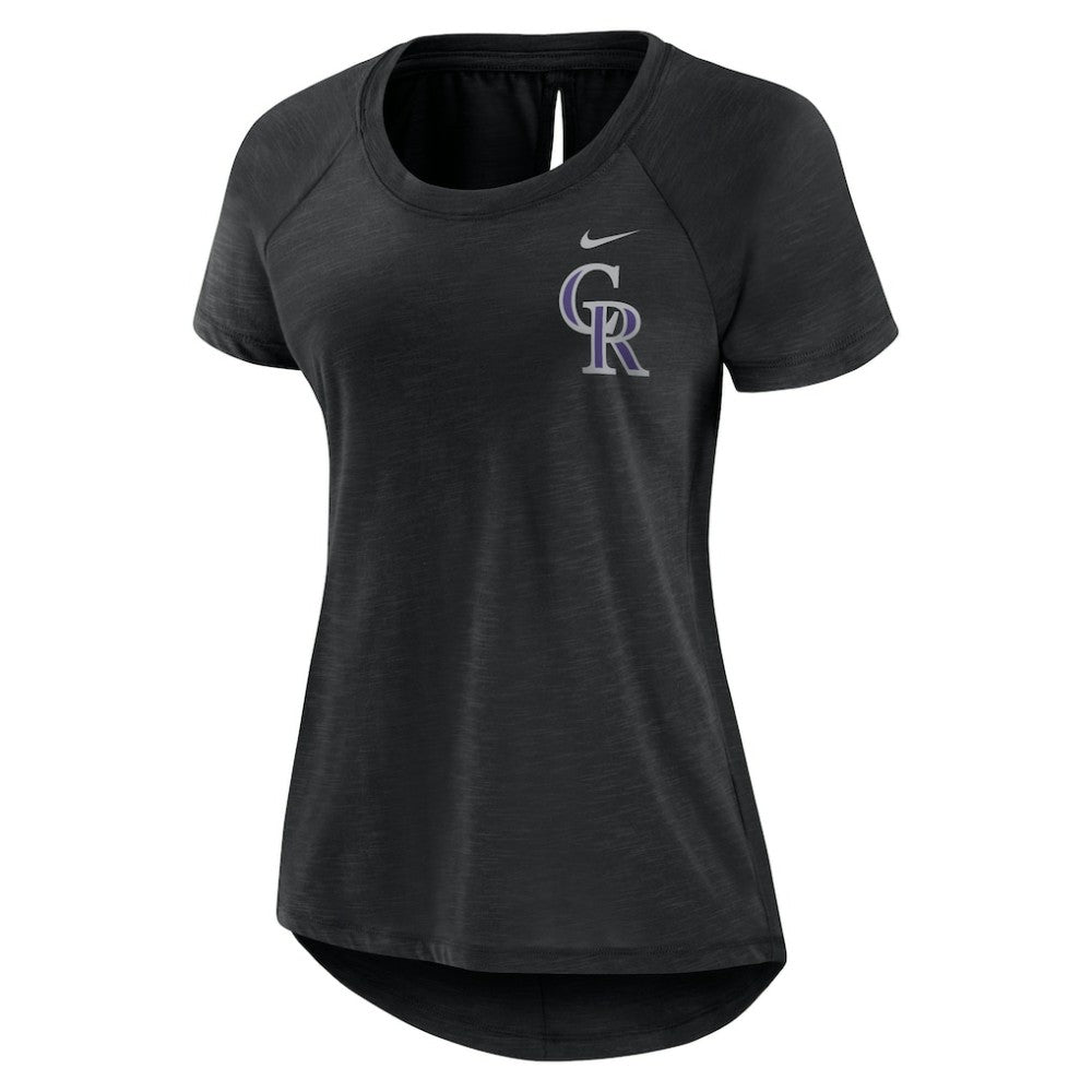 Colorado Rockies Women's Summer Breeze Raglan Fashion T-Shirt Heather Black | Nike
