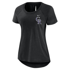 Colorado Rockies Women's Summer Breeze Raglan Fashion T-Shirt Heather Black | Nike