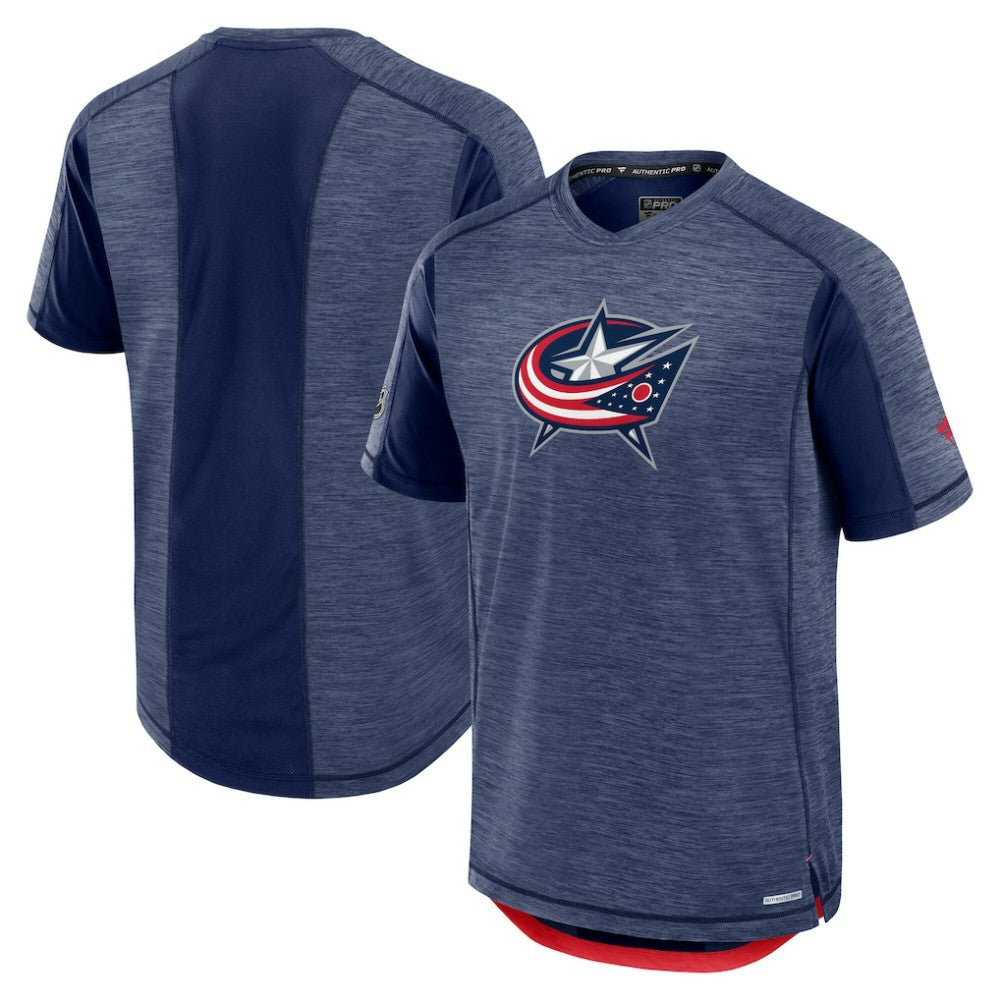 Columbus Blue Jackets Fanatics Authentic Pro Rink Performance T-Shirt Heather Navy