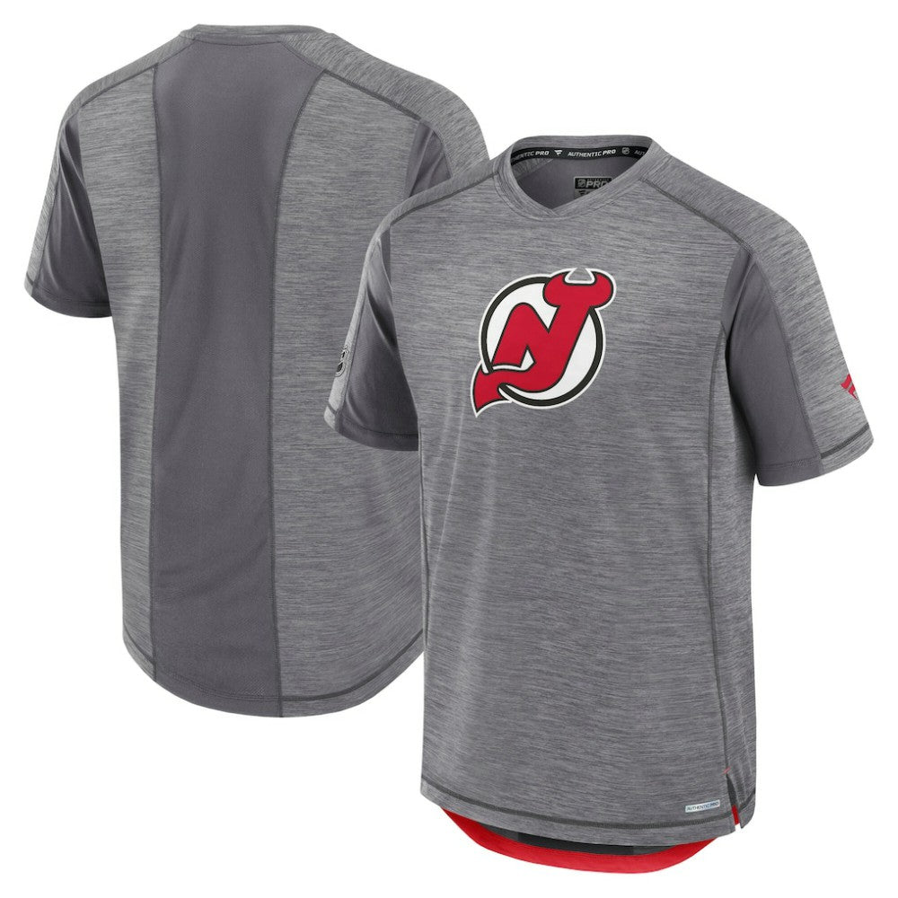 New Jersey Devils Fanatics Authentic Pro Rink Performance T-Shirt Heather Gray