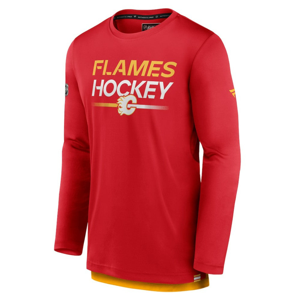 Calgary Flames Fanatics Authentic Pro Tech Long Sleeve T-Shirt Red