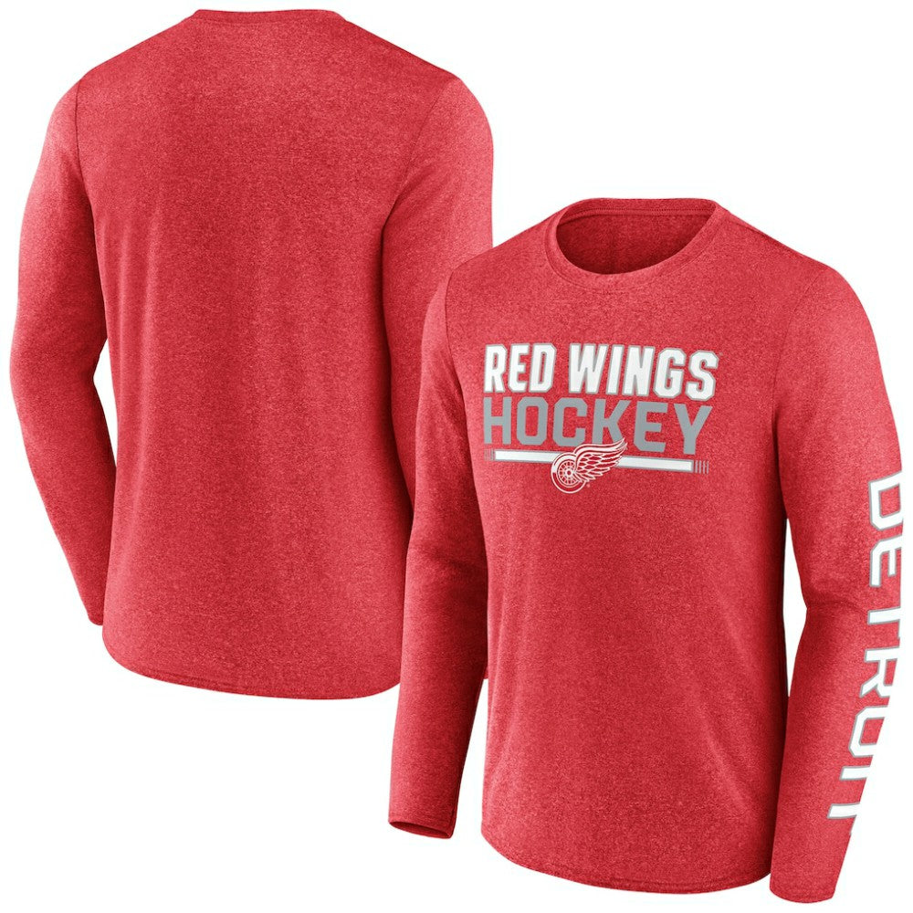 Detroit Red Wings Fanatics Sweep Iconic Synthetic Long Sleeve T-Shirt Heather Red