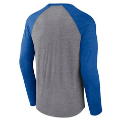 St. Louis Blues Fanatics 2022 NHL Winter Classic Vintage Distressed Raglan Tri-Blend Long Sleeve T-Shirt Heather Gray/Heather Blue