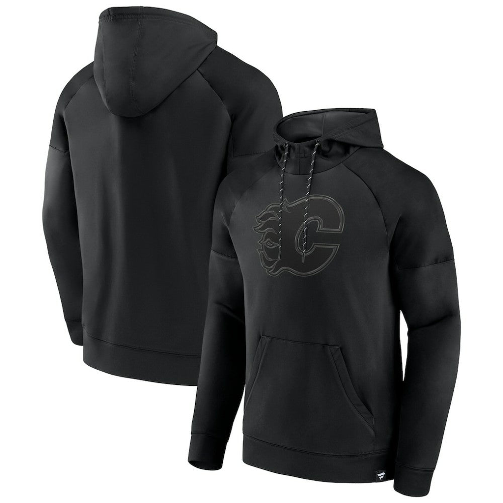 Calgary Flames Fanatics Black Ice Defender Raglan Pullover Hoodie