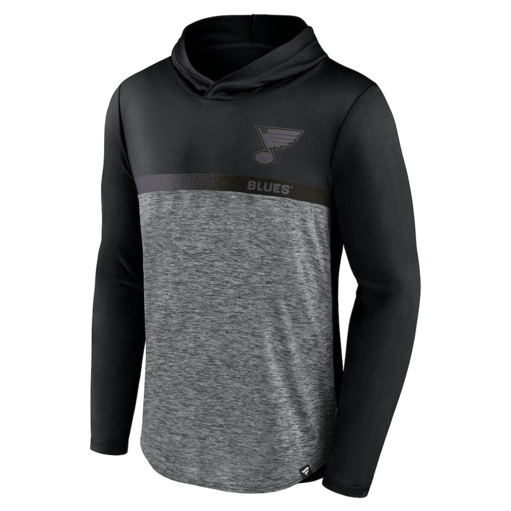 St. Louis Blues Fanatics Iconic Defender Pullover Hoodie Black/Heather Charcoal