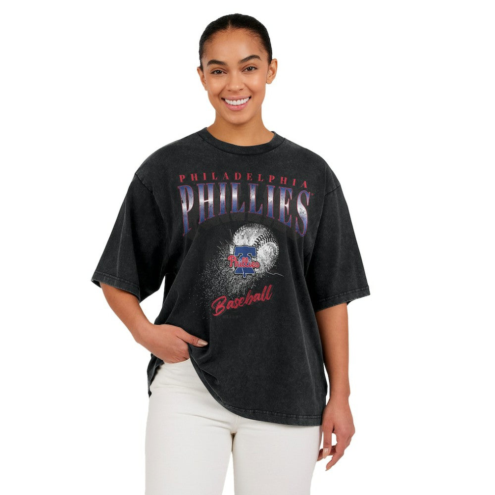 Philadelphia Phillies WEAR by Erin Andrews Women's Oversized Boyfriend T-Shirt Charcoal
