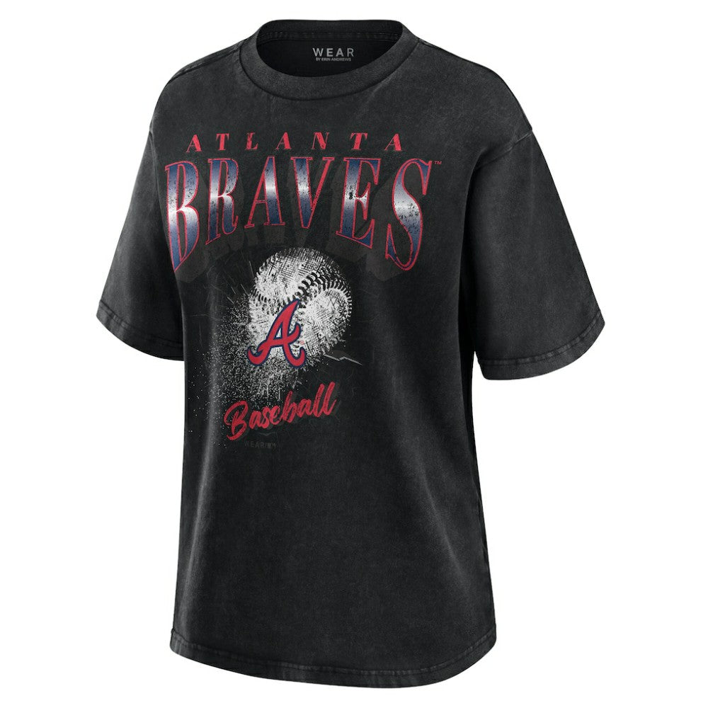Atlanta Braves WEAR by Erin Andrews Women's Oversized Boyfriend T-Shirt Charcoal