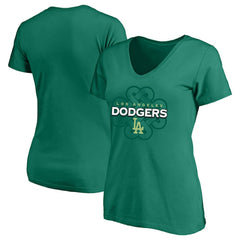 Los Angeles Dodgers Profile Women's Plus Size Celtic V-Neck T-Shirt Kelly Green