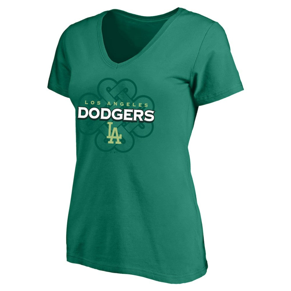 Los Angeles Dodgers Profile Women's Plus Size Celtic V-Neck T-Shirt Kelly Green