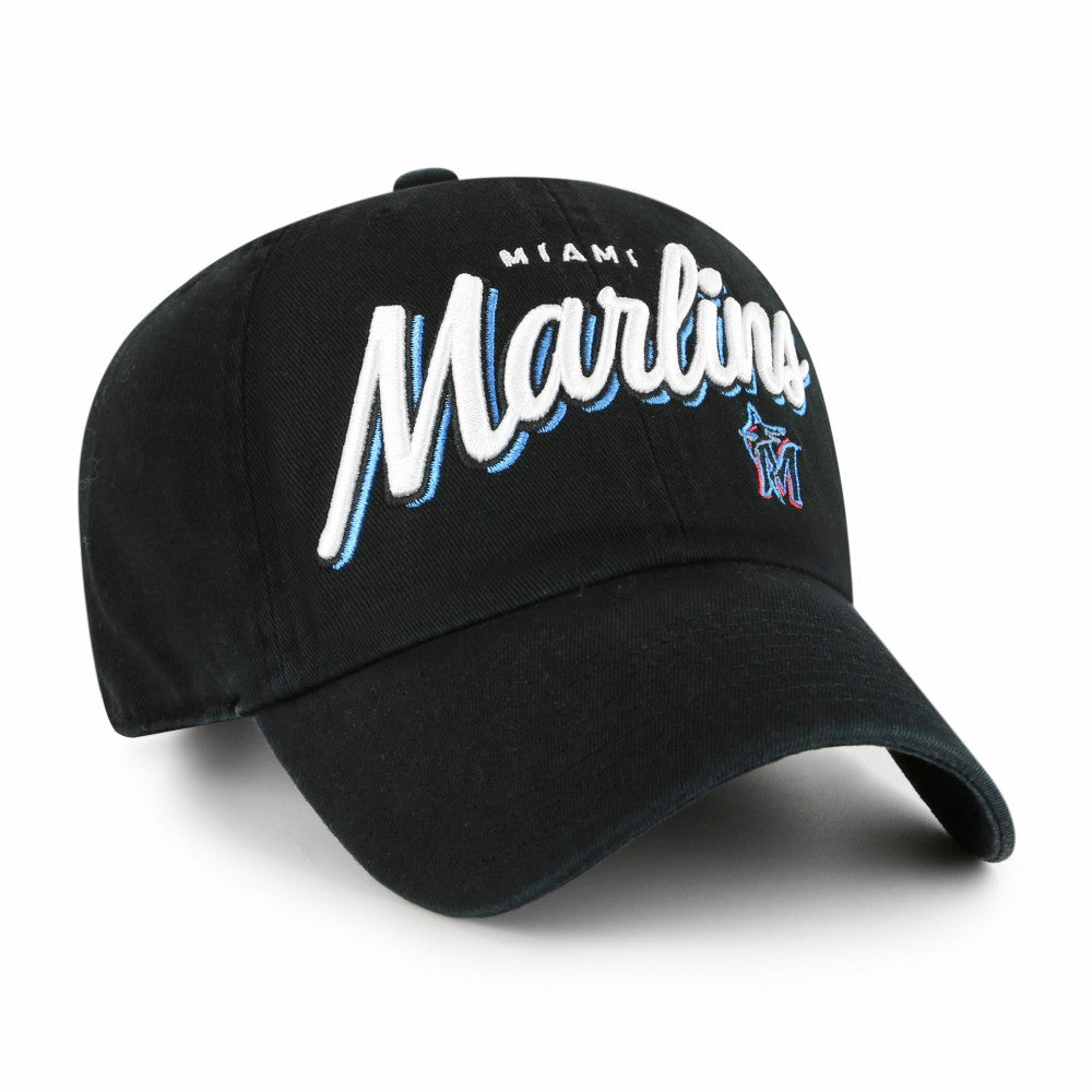 Miami Marlins Women's Ariana Clean Up Adjustable Hat Black | 47 brand