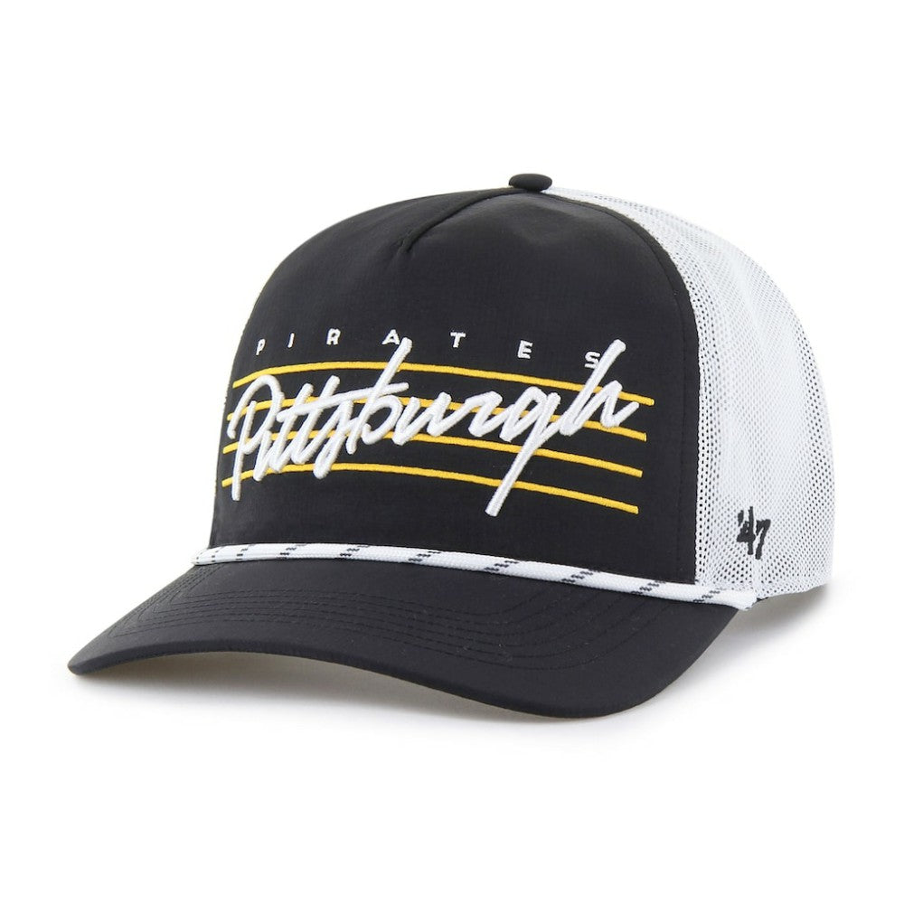 Pittsburgh Pirates Brrr Downburst Mesh Hitch Adjustable Hat Black | 47 brand
