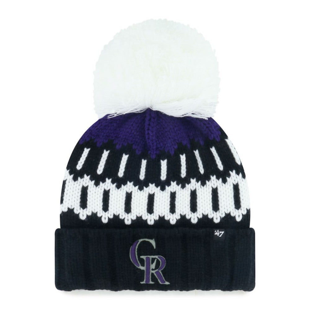 Colorado Rockies Women's Felicity Cuffed Knit Hat with Pom Black | 47 brand