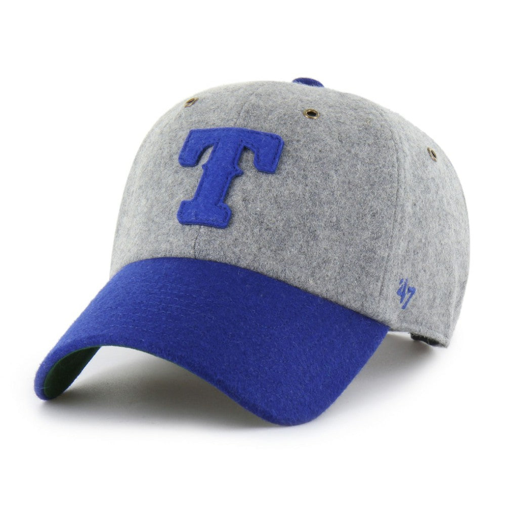 Texas Rangers Golden Age Wool Clean Up Adjustable Hat Gray/Royal | 47 brand