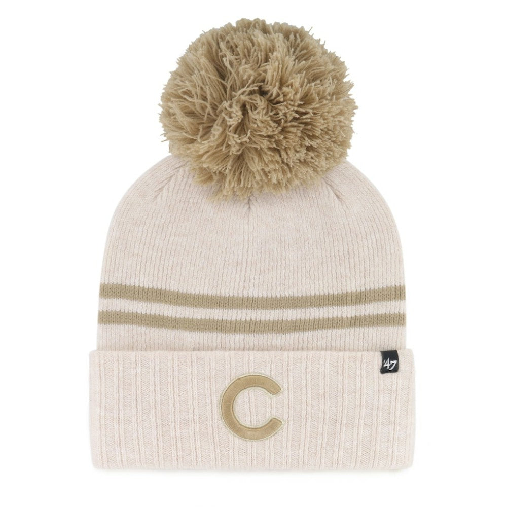 Chicago Cubs Women's Latte Cuffed Knit Hat with Pom Natural | 47 brand