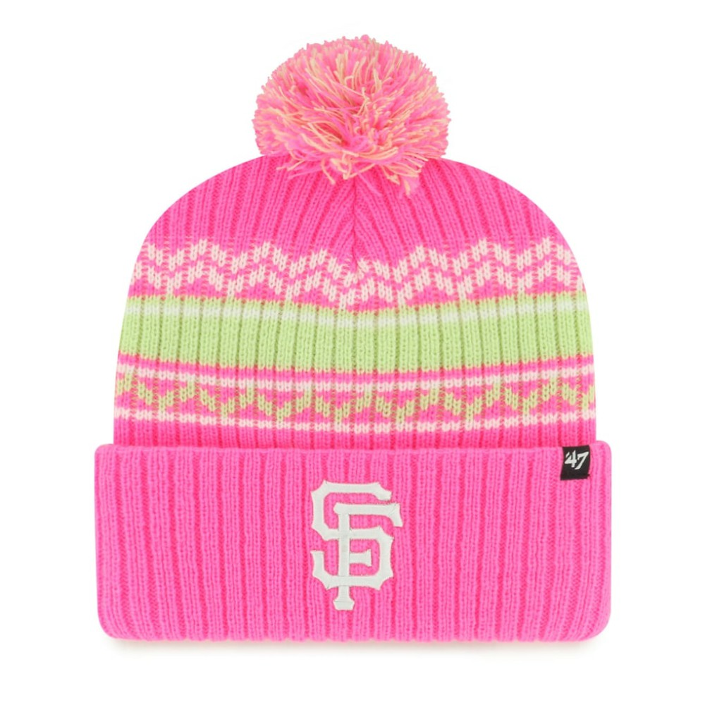 San Francisco Giants Youth Polar Vortex Cuffed Knit Hat with Pom Pink | 47 brand