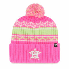 Houston Astros Youth Polar Vortex Cuffed Knit Hat with Pom Pink | 47 brand