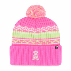 Los Angeles Angels Youth Polar Vortex Cuffed Knit Hat with Pom Pink | 47 brand