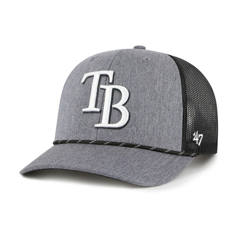 Tampa Bay Rays Carbon Rope Trucker Adjustable Hat Charcoal | 47 brand