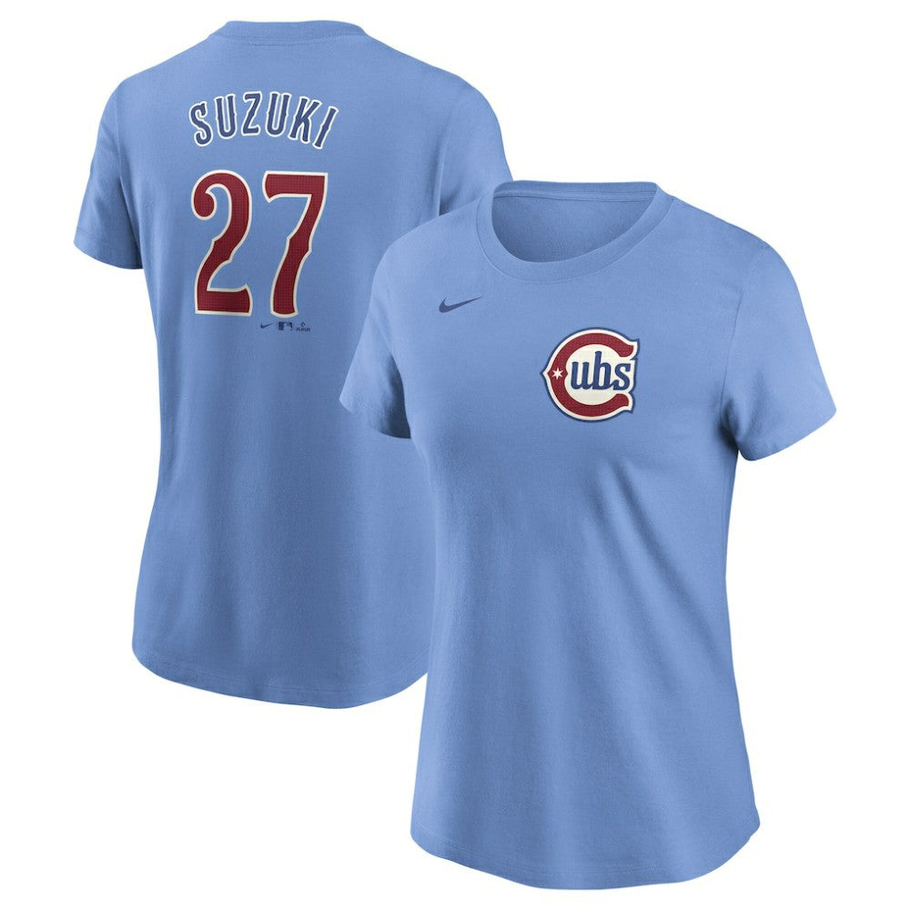 Seiya Suzuki Chicago Cubs Women's Cooperstown Collection Fuse Name & Number T-Shirt Light Blue | Nike