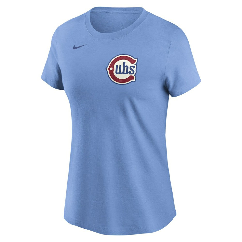 Dansby Swanson Chicago Cubs Women's Cooperstown Collection Fuse Name & Number T-Shirt Light Blue | Nike