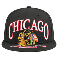 Chicago Blackhawks New Era Oversized Vintage Arch 59Fifty Fitted Hat Black