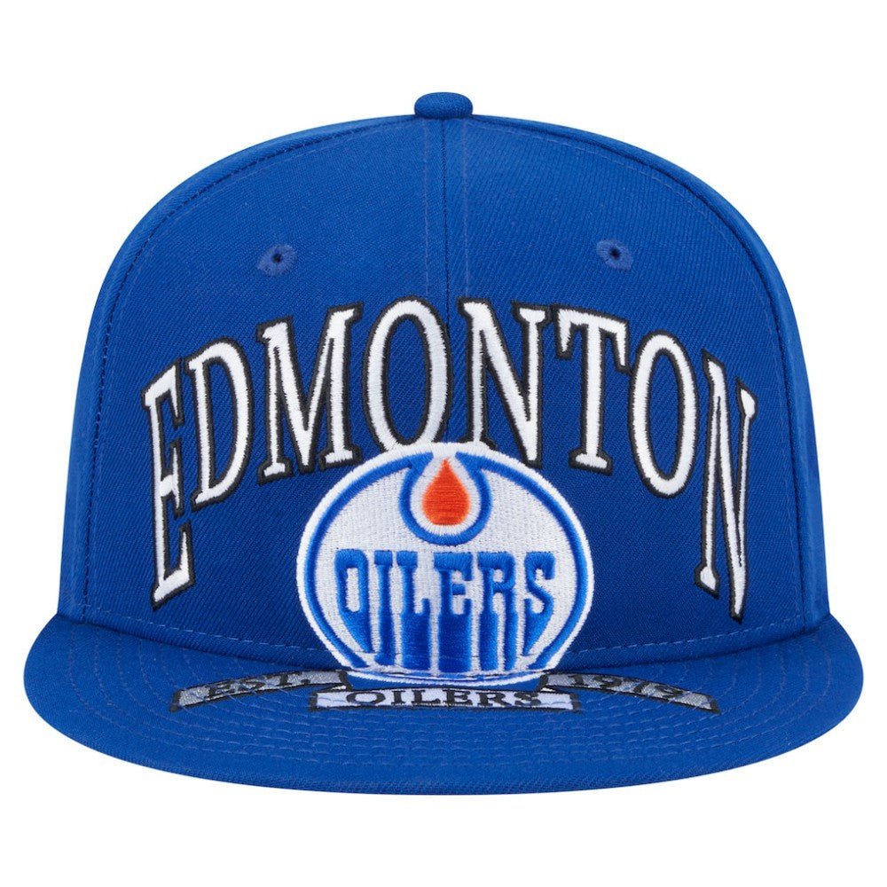 Edmonton Oilers New Era Oversized Vintage Arch 59Fifty Fitted Hat Royal