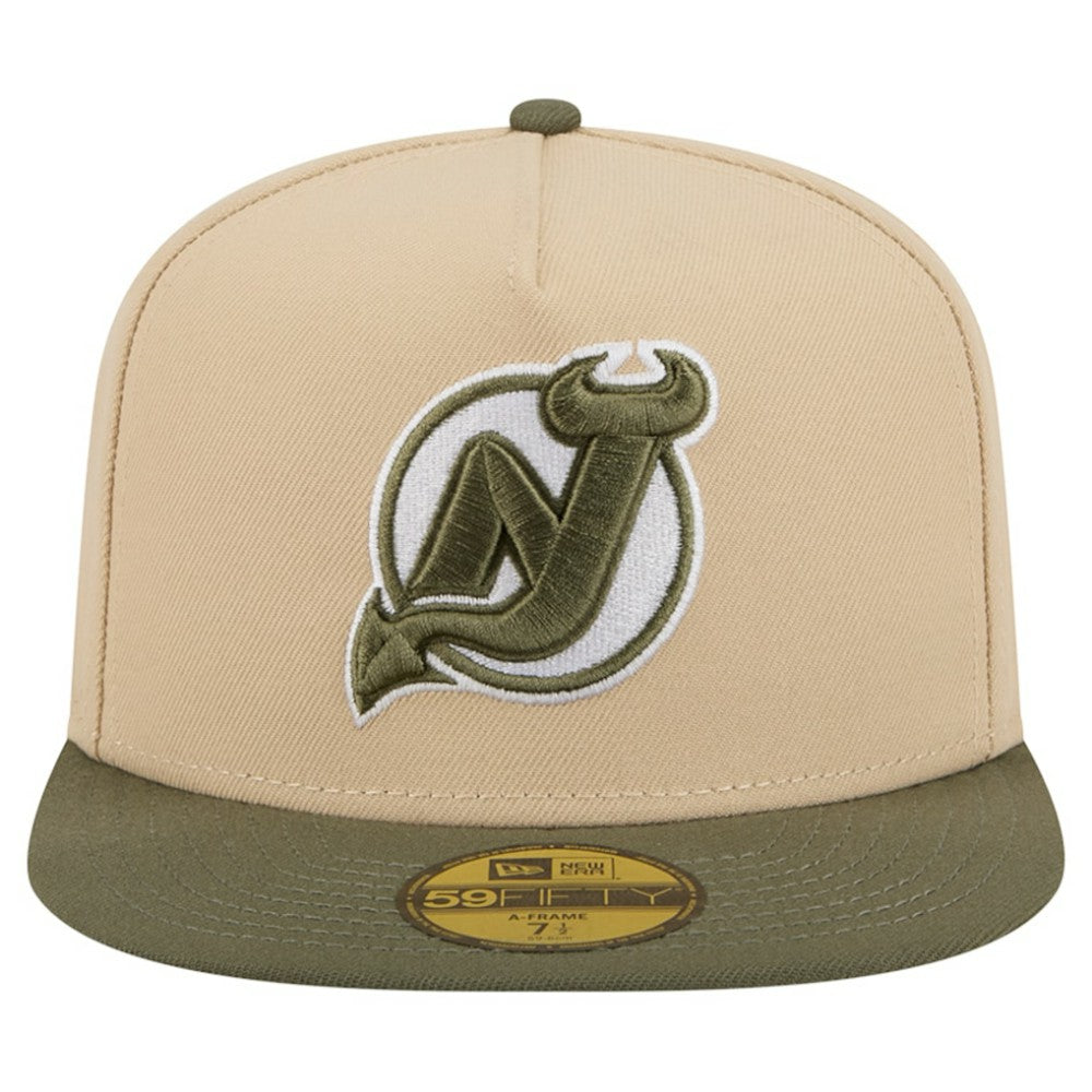 New Jersey Devils New Era Color Pack Two-Tone 59FIFTY A-Frame Fitted Hat Tan/Olive