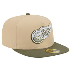 Detroit Red Wings New Era Color Pack Two-Tone 59FIFTY A-Frame Fitted Hat Tan/Olive