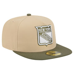 New York Rangers New Era Color Pack Two-Tone 59FIFTY A-Frame Fitted Hat Tan/Olive