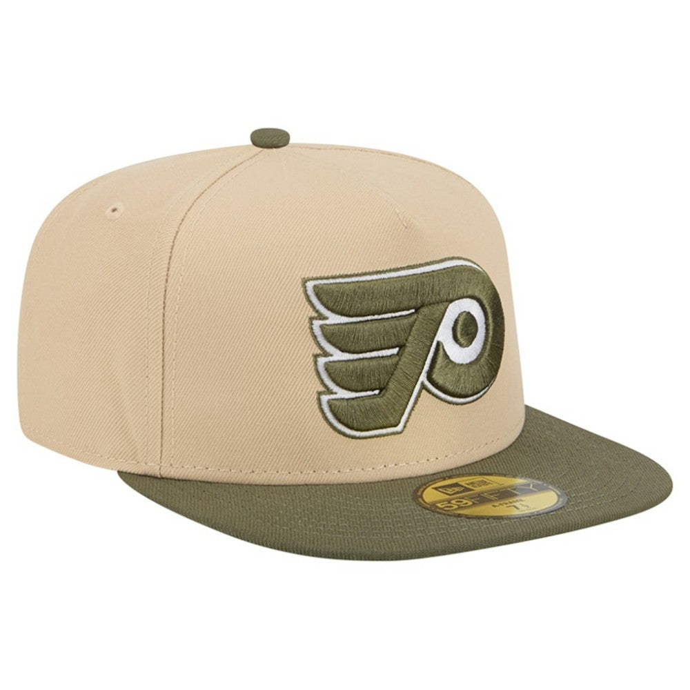 Philadelphia Flyers New Era Color Pack Two-Tone 59FIFTY A-Frame Fitted Hat Tan/Olive