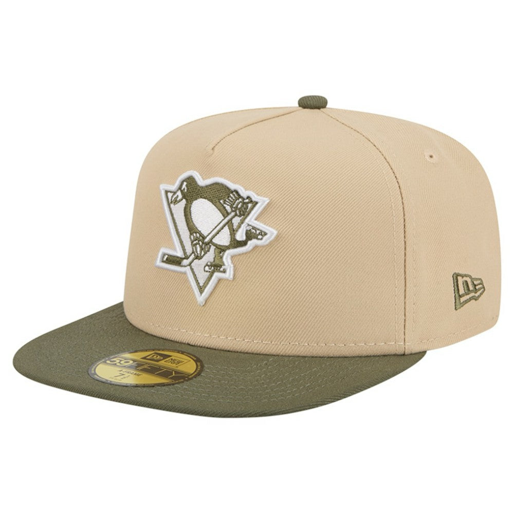 Pittsburgh Penguins New Era Color Pack Two-Tone 59FIFTY A-Frame Fitted Hat Tan/Olive
