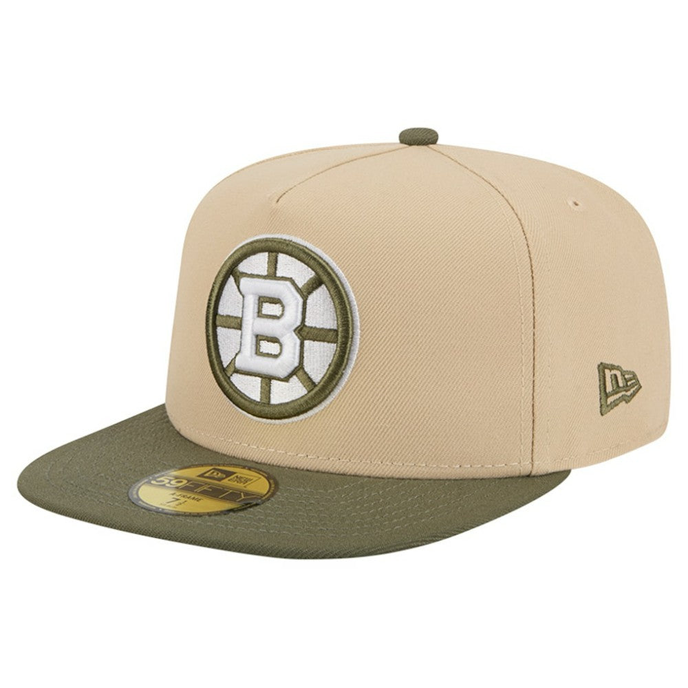 Boston Bruins New Era Color Pack Two-Tone 59FIFTY A-Frame Fitted Hat Tan/Olive